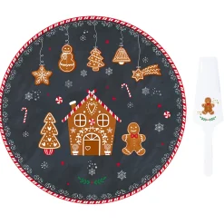 Easy Life Assiette à gâteau avec pelle de service GINGERBREAD> Noël|Services De Table En Porcelaine