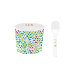 Easy Life Bol à glace avec cuillère TEXTURE 02> Services De Table En Porcelaine​