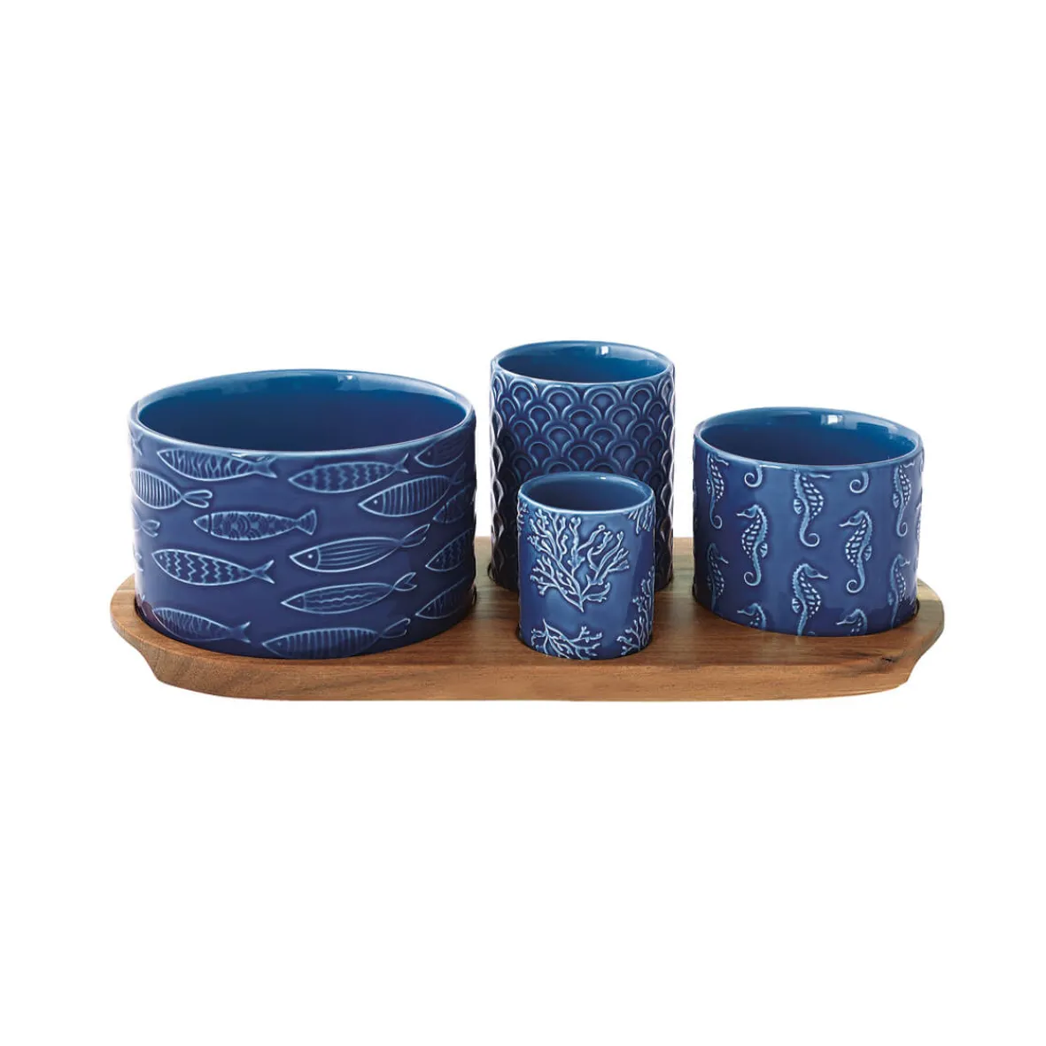 Easy Life Ensemble apéritif avec 4 bols et plateau SEA LIFE> Services De Table En Porcelaine|Sea Life