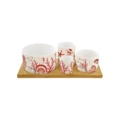 Easy Life Ensemble apéritif avec 4 bols et plateau CORAL REEF> Services De Table En Porcelaine​|Coral Reef