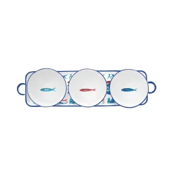 Easy Life Ensemble apéritif avec 3 bols SARDINE’S PARTY> Maritime|Services De Table En Porcelaine