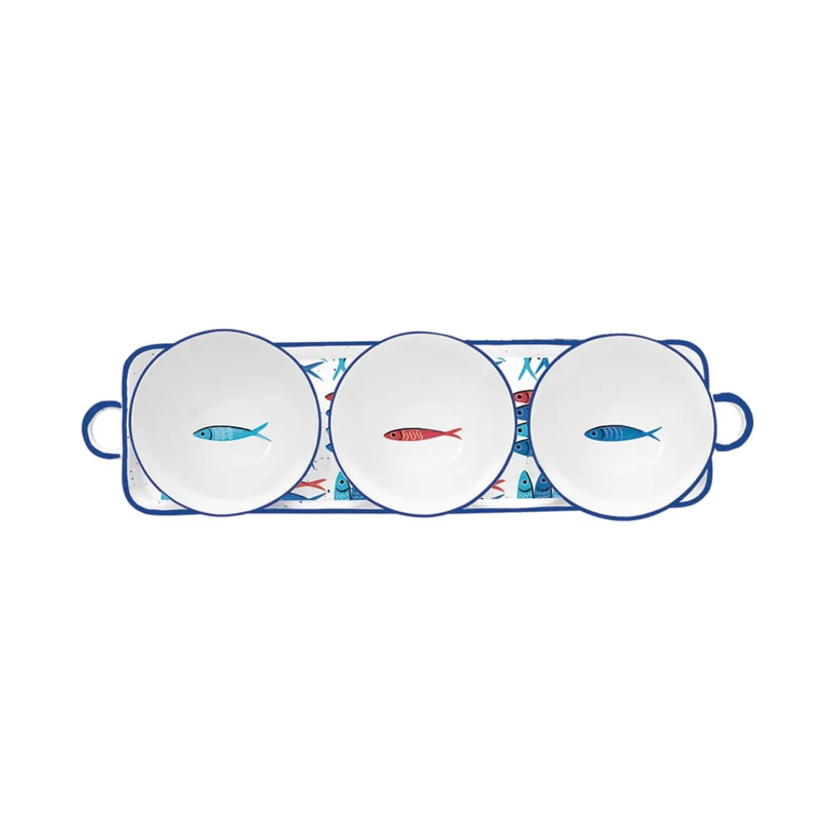 Easy Life Ensemble apéritif avec 3 bols SARDINE’S PARTY> Maritime|Services De Table En Porcelaine