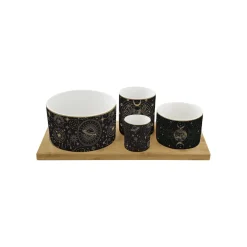 Easy Life Ensemble apéritif en bambou avec 4 bols en porcelaine, dans une boîte cadeau CELESTIAL> Coffret Cadeau|Services De Table En Porcelaine