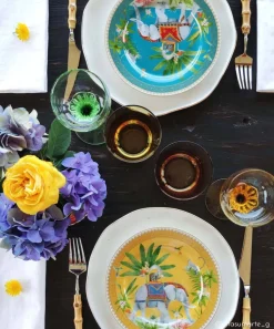 Easy Life Ensemble de 4 assiettes àdessert MARAJAH> Ethnique|Services De Table En Porcelaine​