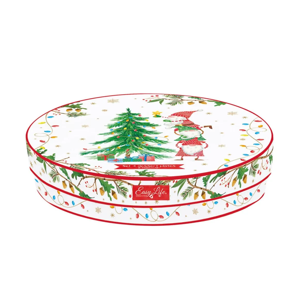 Easy Life Ensemble de 4 assiettes àdessert Ready For CHRISTMAS> Noël|Services De Table En Porcelaine