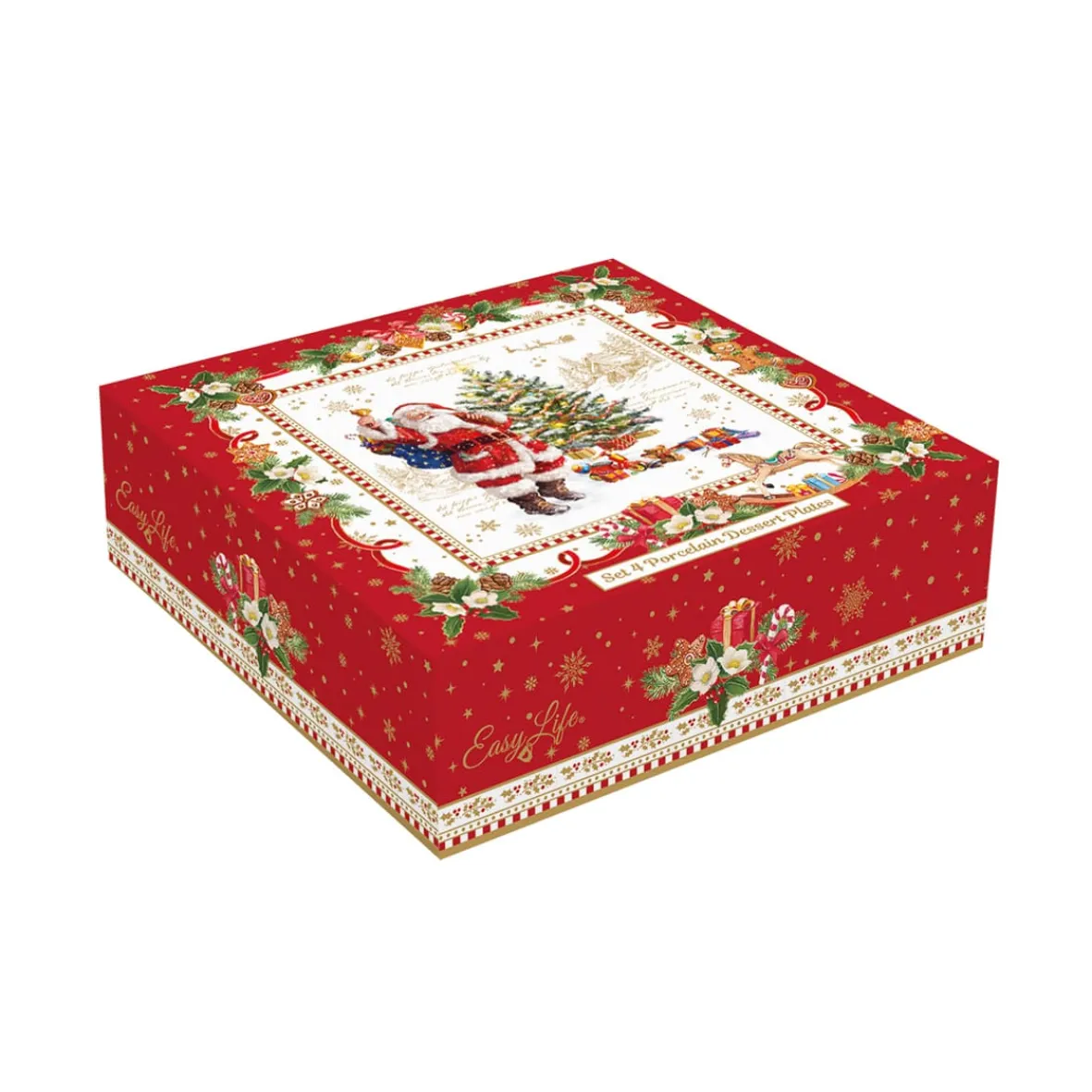 Easy Life Ensemble de 4 assiettes àdessert Ø 16 cm en porcelaine CHRISTMAS MEMORIES> Noël|Services De Table En Porcelaine