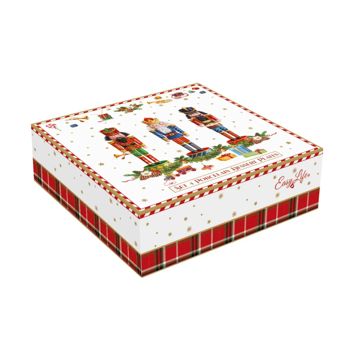 Easy Life Ensemble de 4 assiettes àdessert Vintage NUTCRACKER> Noël|Services De Table En Porcelaine