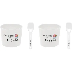 Easy Life Ensemble de 2 bols à glace avec cuillères KITCHEN ELEMENTS> Quotidienne|Services De Table En Porcelaine