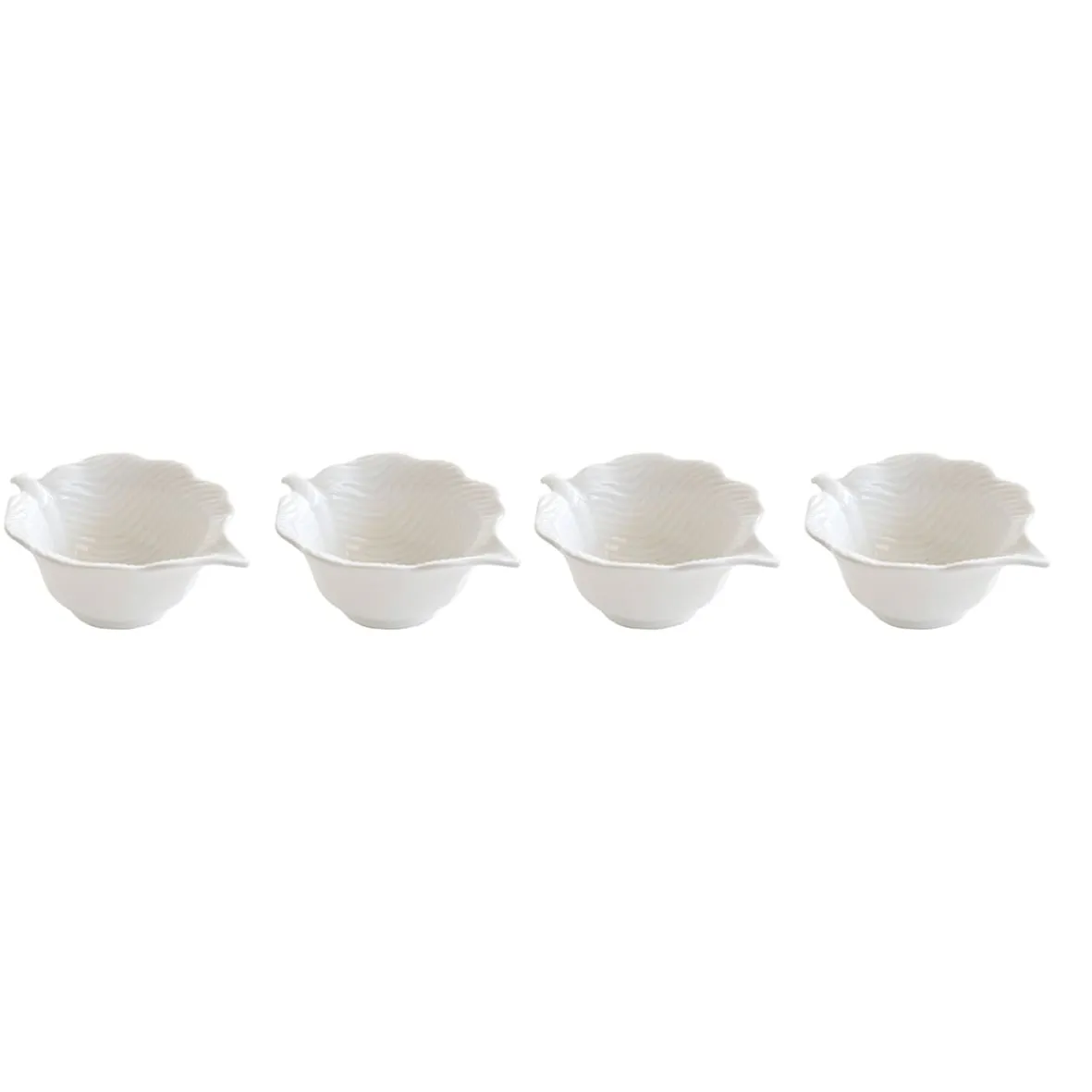 Easy Life Ensemble de 4 mini bols en porcelaine en forme de feuille LEAVES WHITE> Moderne|Services De Table En Porcelaine
