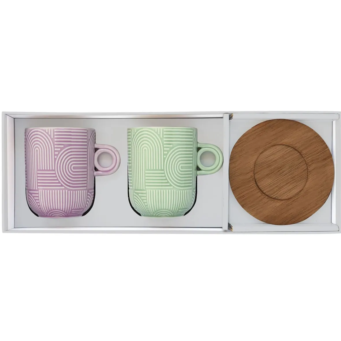Easy Life Ensemble de 2 mugs avec soucoupe TAKE A LOOP ASS.3> Quotidienne|Petit Dejeuner