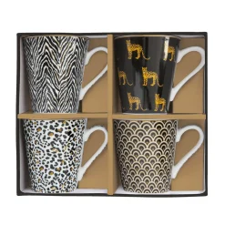 Easy Life Ensemble de 4 mugs de 300 ml COFFEE Mania SAVANA> Coffret Cadeau|Petit Dejeuner