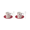 Easy Life Ensemble de 2 petites tasses à espresso avec soucoupes et cuillères CHRISTMAS FRIENDS DOGS> Noël|Petit Dejeuner