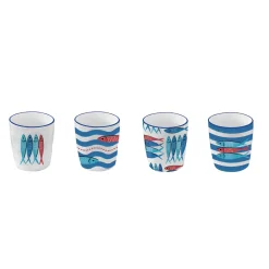 Easy Life Ensemble de 4 petits verres à café SARDINE’S PARTY> Maritime|Petit Dejeuner
