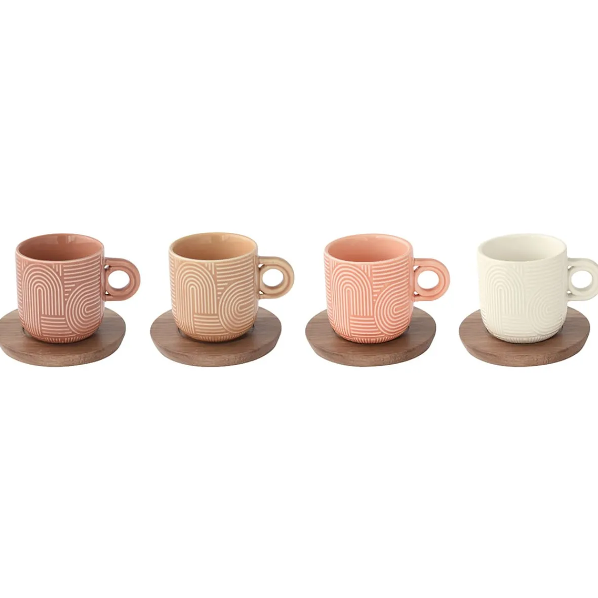 Easy Life Ensemble de 4 tasses à café avec soucoupe TAKE A LOOP ASS.7> Quotidienne|Petit Dejeuner