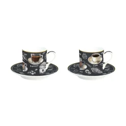Easy Life Ensemble de 2 tasses à café avec soucoupes BARISTA> Petit Dejeuner