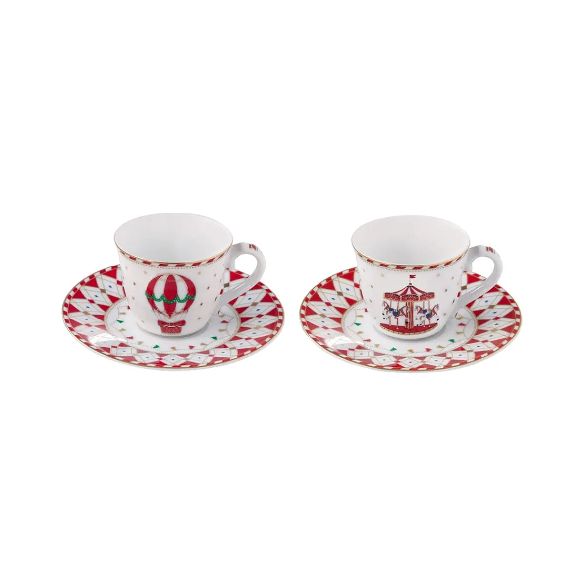 Easy Life Ensemble de 2 tasses à café avec soucoupes CHRISTMAS WONDERLAND> Noël|Petit Dejeuner