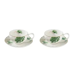 Easy Life Ensemble de 2 tasses à café avec soucoupe, 100 ml EXOTIQUE> Ethnique|Petit Dejeuner