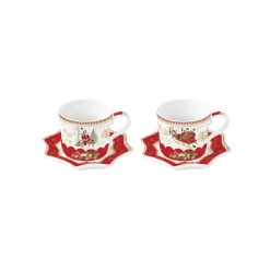 Easy Life Ensemble de 2 tasses à café avec soucoupes CHRISTMAS MEMORIES> Noël|Petit Dejeuner