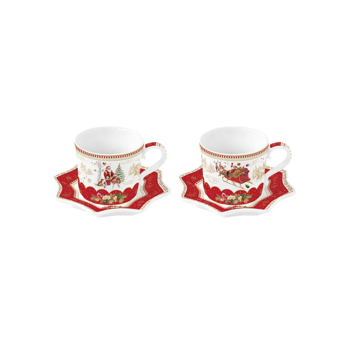 Easy Life Ensemble de 2 tasses à café avec soucoupes CHRISTMAS MEMORIES> Noël|Petit Dejeuner
