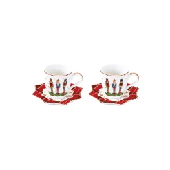 Easy Life Ensemble de 2 tasses à café avec soucoupes Vintage NUTCRACKER> Noël|Petit Dejeuner