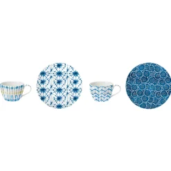 Easy Life Ensemble de 2 tasses à café avec soucoupes SHIBORI> Petit Dejeuner