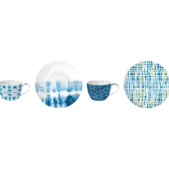 Easy Life Ensemble de 2 tasses à café avec soucoupes SHIBORI> Petit Dejeuner