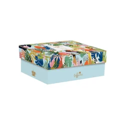 Easy Life Ensemble de 2 tasses de 240 ml avec soucoupes TROPICAL VIBES> Coffret Cadeau|Petit Dejeuner