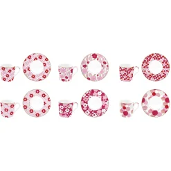 Easy Life Ensemble de 6 tasses à espresso avec soucoupes , 110 ml FLOWER POWER PINK> Petit Dejeuner