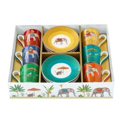 Easy Life Ensemble de 6 tasses à espresso de 100 ml avec soucoupes MARAJAH> Ethnique|Petit Dejeuner