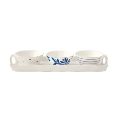 Easy Life Ensemble plateau 33,5×11 cm avec 3 bols Ø 10 cm en porcelaine ELEGANCE> Moderne|Services De Table En Porcelaine