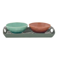 Easy Life Ensemble plateau de 28×14 cm avec 2 bols de Ø 12 cm en porcelaine, version 2> Moderne|Services De Table En Porcelaine​