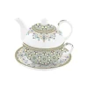Easy Life Ensemble thé pour une personne, 350 ml en porcelaine MOROCCO GREEN> Coffret Cadeau|Petit Dejeuner