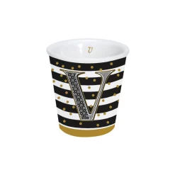 Easy Life Gobelet à café en porcelaine 100 ml dans une boîte A LETTER FOR YOU «V»> Tasse En Cadeau|Petit Dejeuner