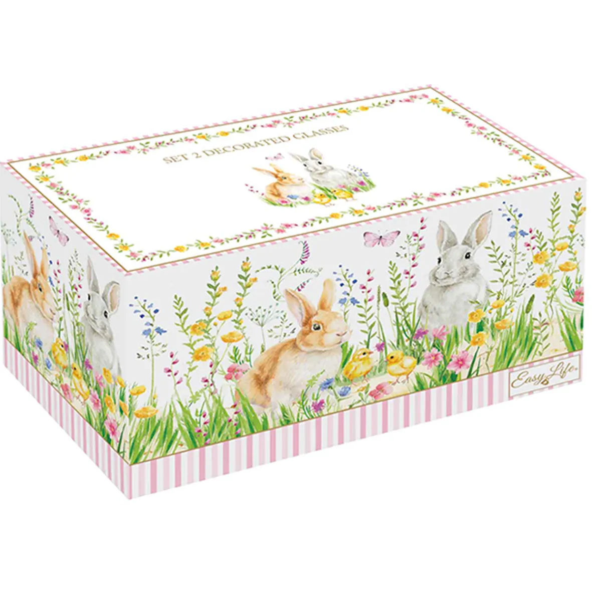 Easy Life Lot de 2 béchers en verre de 500 ml dans une boîte de couleur HAPPY EASTER> Services De Table En Porcelaine|Happy Easter