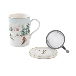 Easy Life Mug et sous-verre avec infuseur CHALET> Noël|Petit Dejeuner