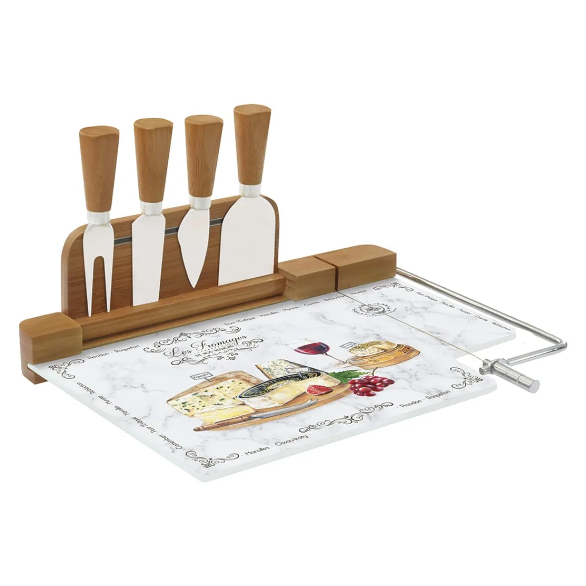 Easy Life Planche à fromage avec fil et 4 couteaux à fromage LES FROMAGES> Quotidienne|Cuisine