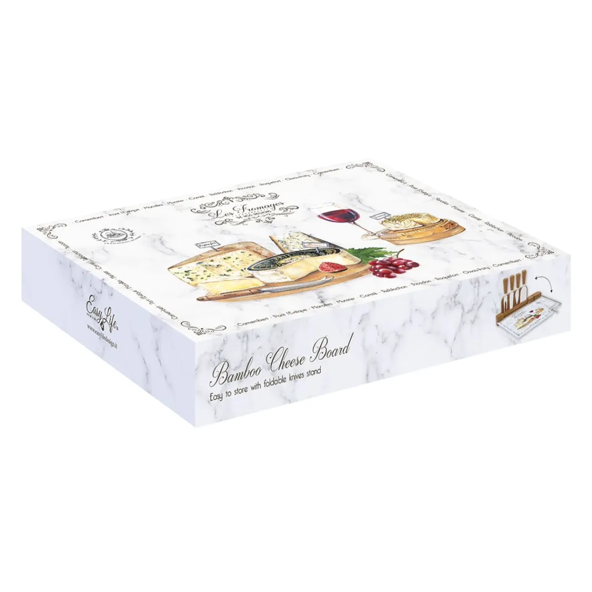 Easy Life Planche à fromage avec fil et 4 couteaux à fromage LES FROMAGES> Quotidienne|Cuisine