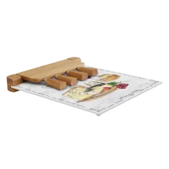 Easy Life Planche à fromage avec plateau en verre et 4 couteaux à fromage LES FROMAGES> Quotidienne|Cuisine