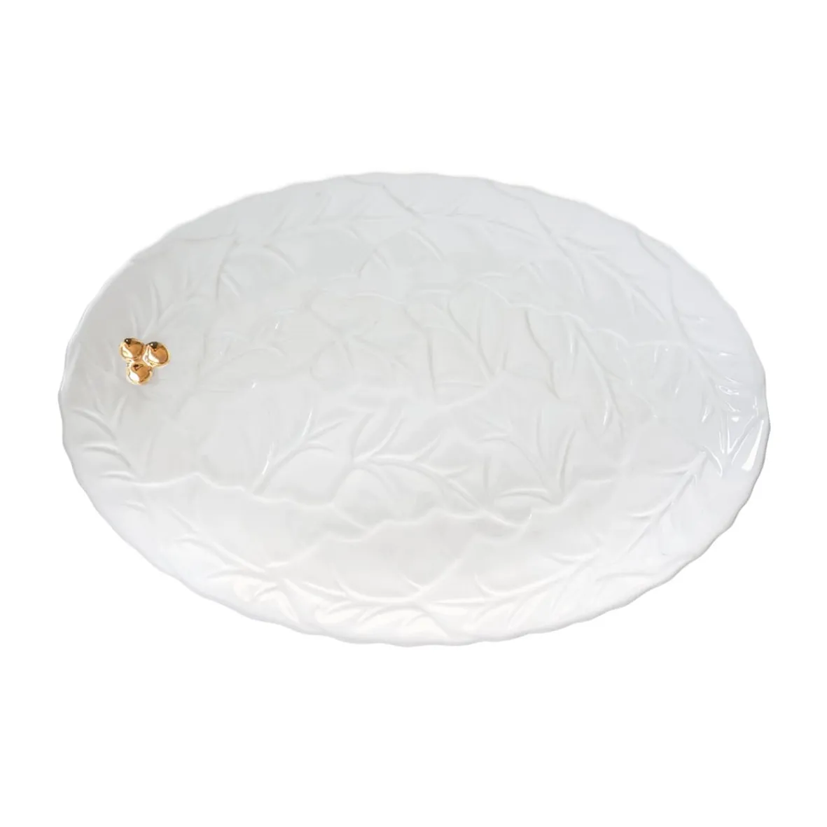 Easy Life Plateau de service ovale HOLLY & BERRIES WHITE> Noël|Services De Table En Porcelaine