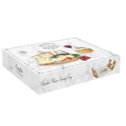 Easy Life Plateau à fromage 44×28 en bambou avec base en verre et 4 couteaux LES FROMAGES> Quotidienne|Cuisine