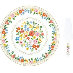 Easy Life Plat à gâteau avec pelle BOHO FLOWERS> Services De Table En Porcelaine