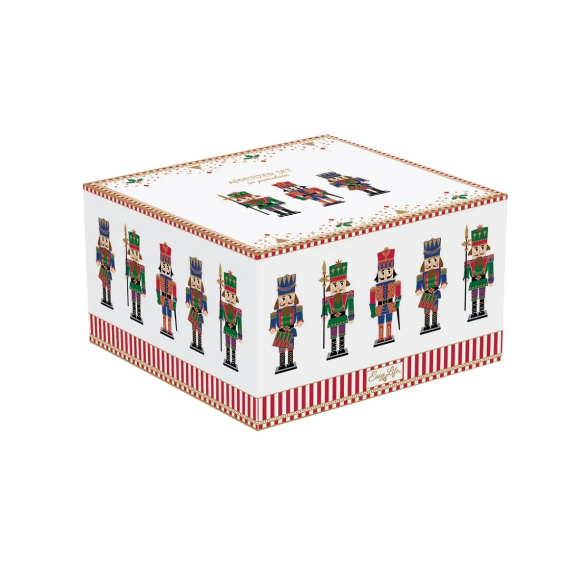 Easy Life Set apéritif avec 3 bols en porcelaine et support en bambou NUTCRACKER> Noël|Services De Table En Porcelaine
