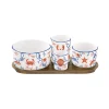 Easy Life Set apéritif avec 4 bols et plateau en acacia CÔTE DE MER> Services De Table En Porcelaine​|Côte De Mer