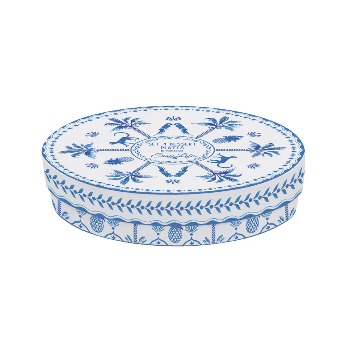 Easy Life Set de 4 assiettes à dessert bleues EXOTIC VIBES> Services De Table En Porcelaine|Exotic Vibes