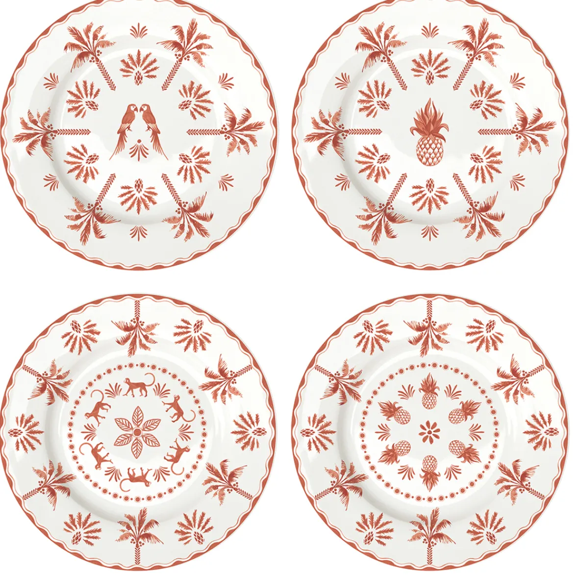 Easy Life Set de 4 assiettes à dessert EXOTIC VIBES> Services De Table En Porcelaine|Exotic Vibes