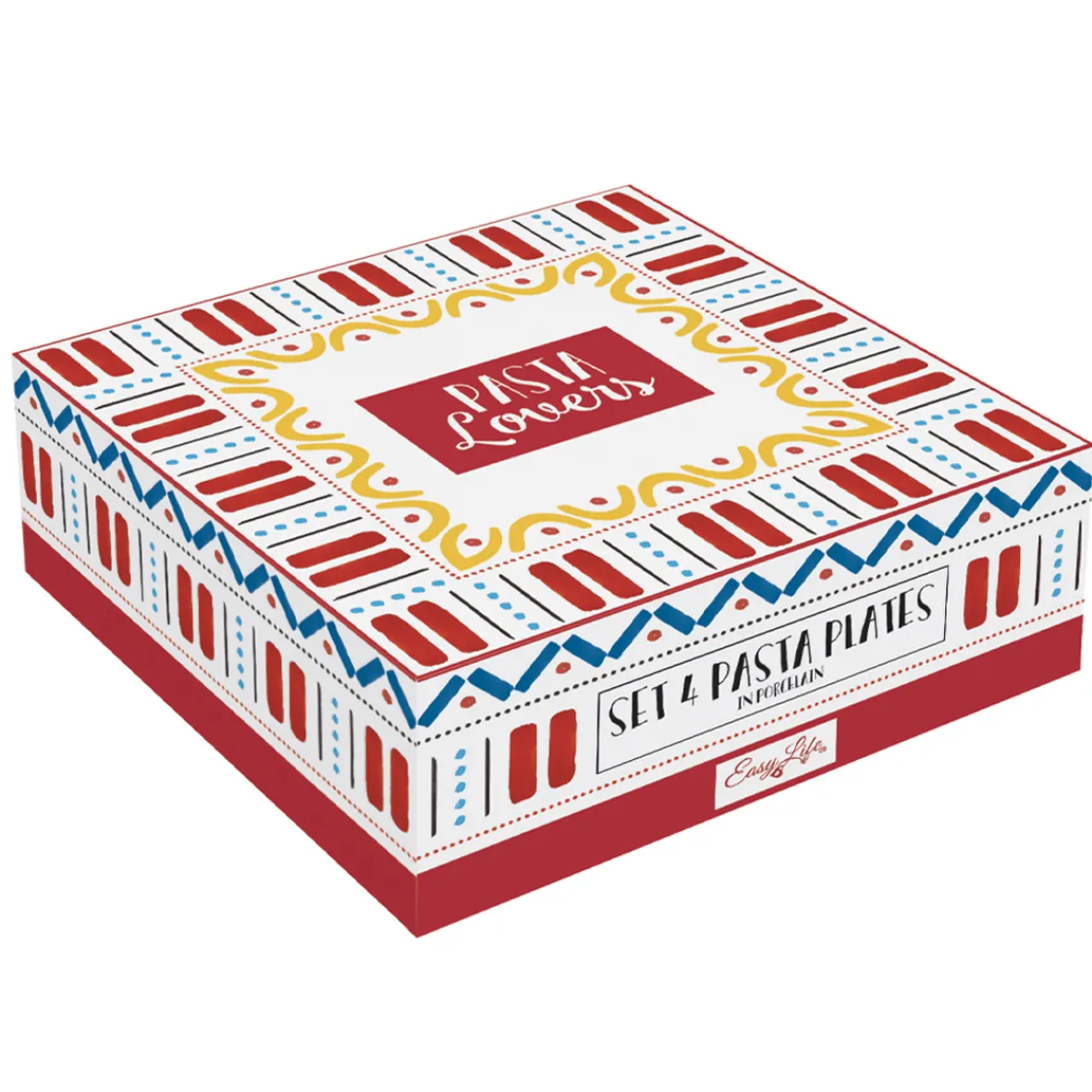 Easy Life Set de 4 assiettes à pasta PASTA & PIZZA LOVERS> Services De Table En Porcelaine|Pizza & Pasta Lovers