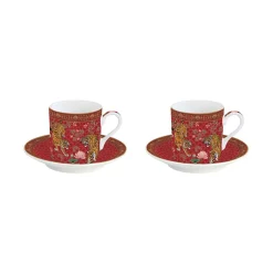 Easy Life Set de 2 tasses à café avec soucoupes BENGALA> Ethnique|Petit Dejeuner