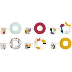 Easy Life Set de 6 tasses à espresso de 100 ml avec soucoupes MODERNISM> Coffret Cadeau|Petit Dejeuner
