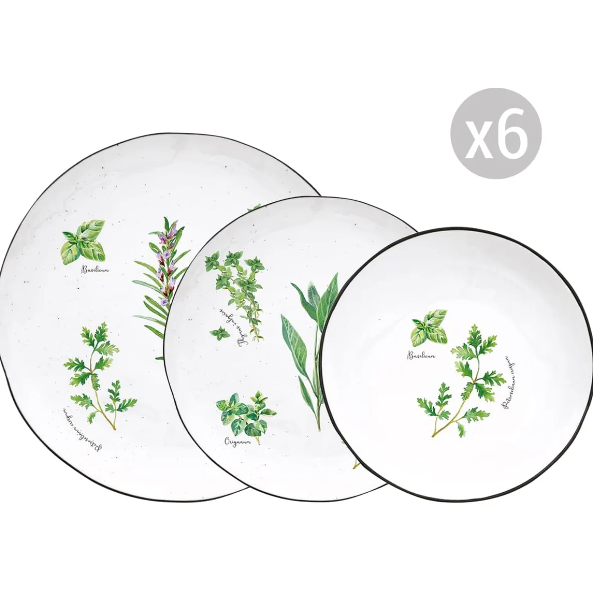 Easy Life Set de vaisselle 18 pcs HERBARIUM> Quotidienne|Services De Table En Porcelaine