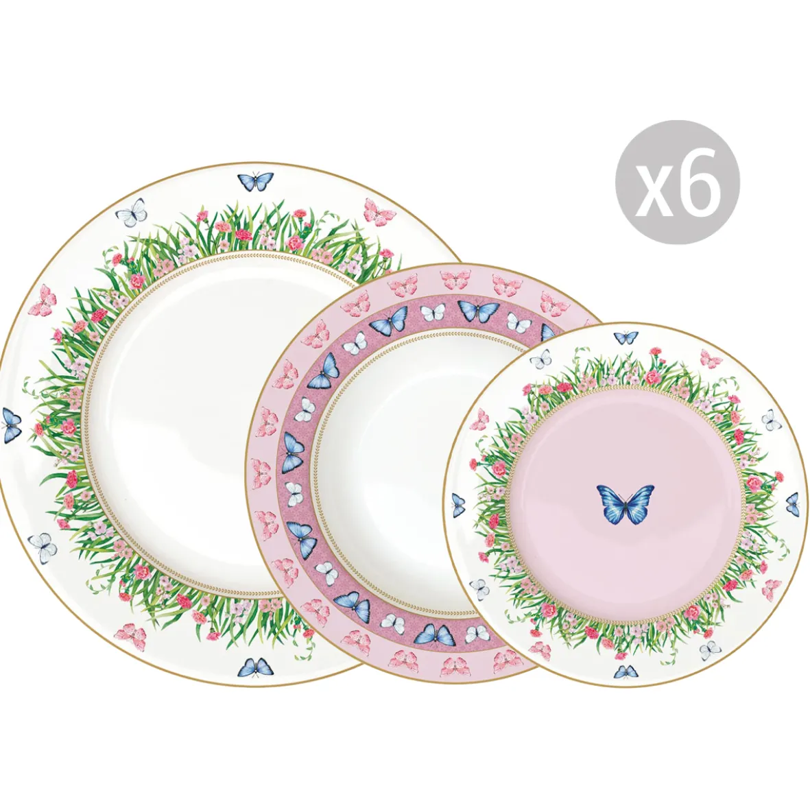 Easy Life Set de vaisselle 18 pièces SPRING PARADE> Romantique|Services De Table En Porcelaine